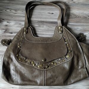 Patricia Nash Studded Leather Ergo Satchel Shoulder Bag